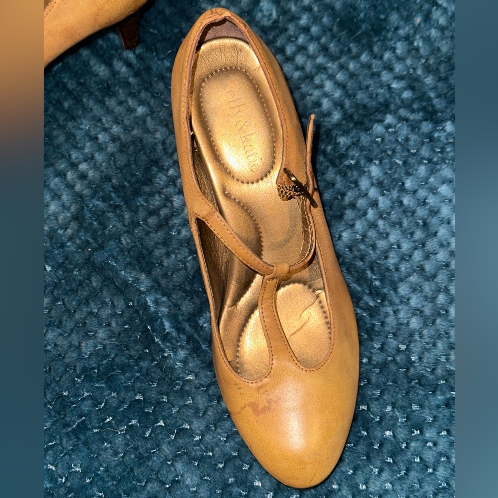 Yellow Mary Jane style kitten heels